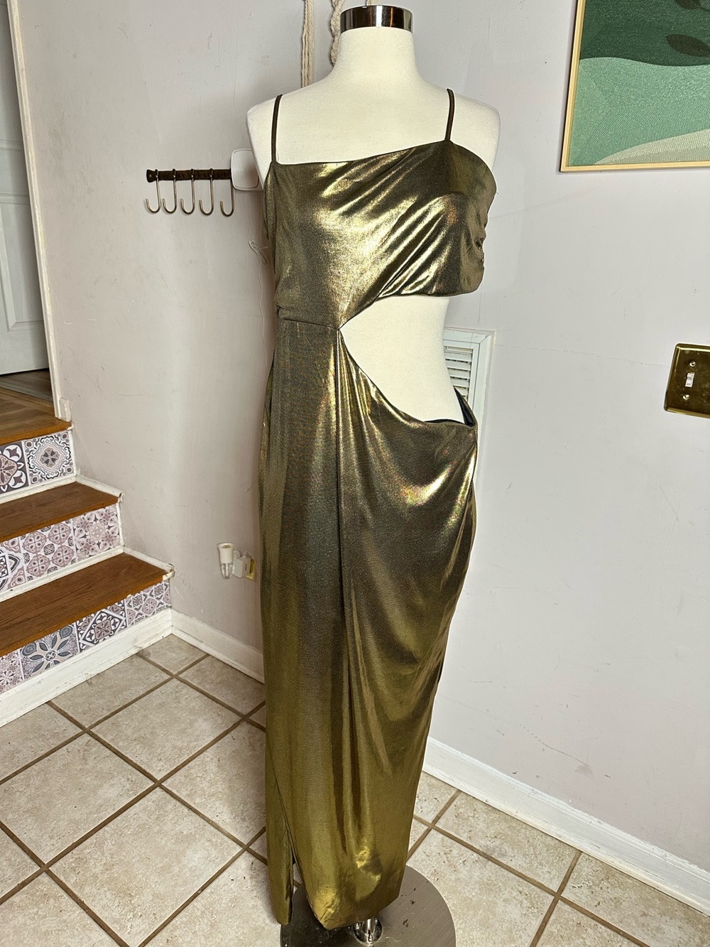 Eloquii Metallic Gold Cut out Evening Gown Size 16